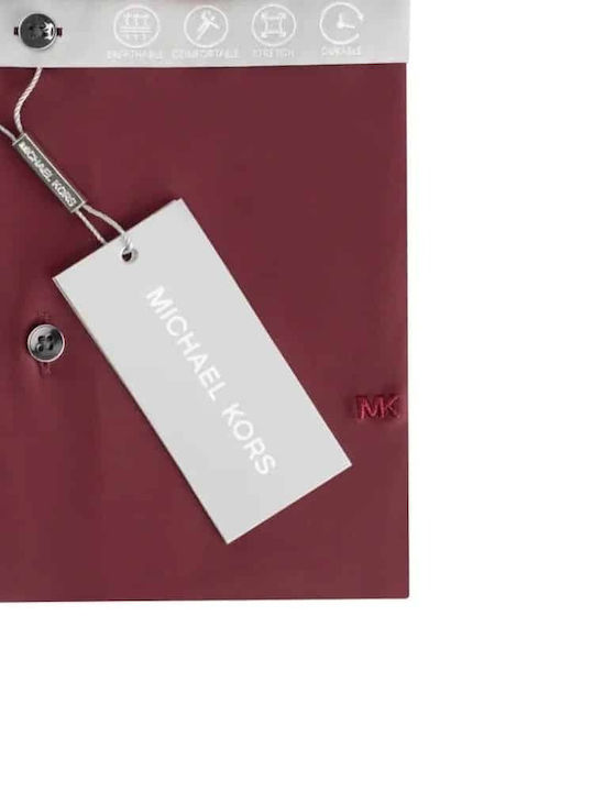 Michael Kors Langärmeliges Herrenhemd in Enge Passform Burgundisch