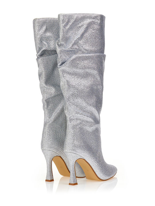 Damenstiefel mit Hochabsatz Silber