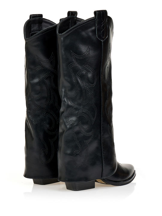Damenstiefel Cowboy mit mittlerem Absatz in Schwarz