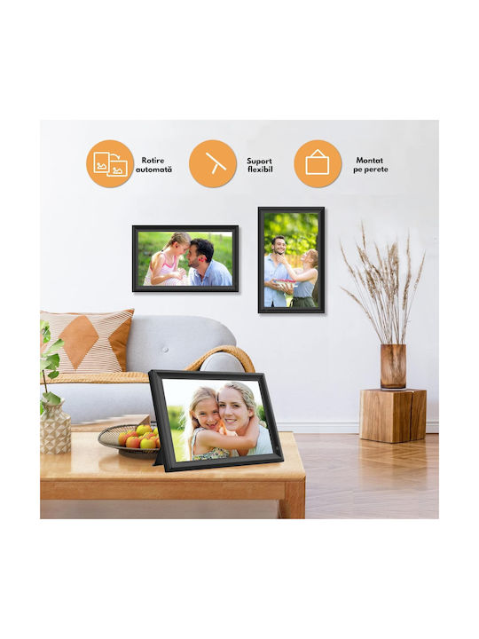 Qova Ramă Foto Digitală cu Ecran Tactil 15.6" Rezoluție 1920x1080 cu WiFi Neagră