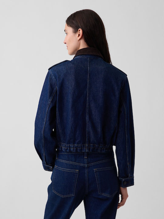Crop Γυναικείο Τζιν Μπουφάν Dark Wash