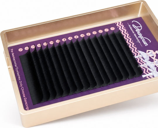 Extensii Profesionale de Gene Dancingswan Curbură C 0.05 Mm – Volum Mix 7–14 Mm 16 Rânduri