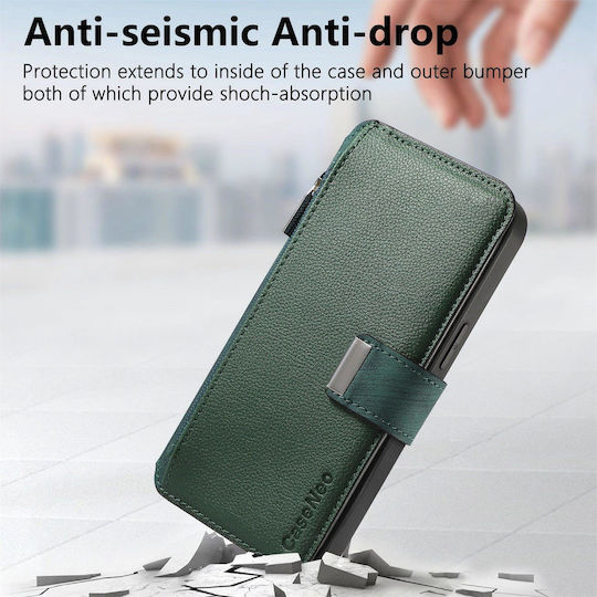 Caseneo Realme 16 Pro 5G Handyhülle Premium Leder Brieftasche Grüne