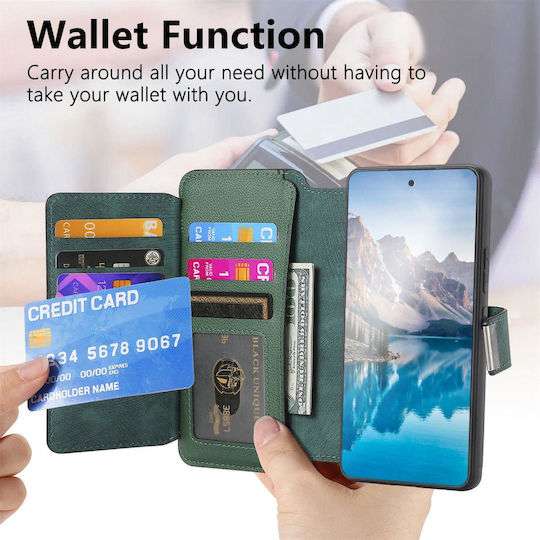 Caseneo Realme 16 Pro 5G Handyhülle Premium Leder Brieftasche Grüne