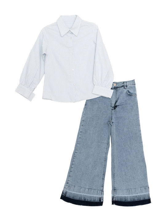 Restart Set Pentru Copii Cu Pantaloni 3 Bucăți Ecru-albastru Restart Set Pentru Copii Cu Pantaloni 3 Bucăți Ecru-albastru