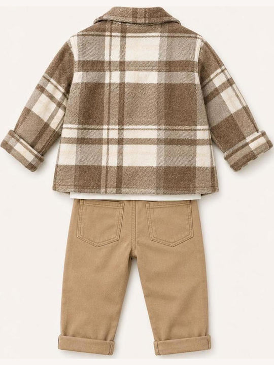Kids Set with Pants & Coat Winter 3 Pieces Beige