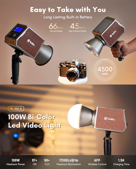 Tolifo Palmled PL-100B 100W LED TLCI 98 Built-In Battery Full Version