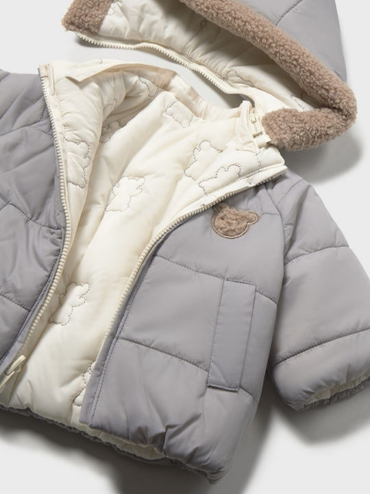Mayoral Kids Casual Short Double Sided Jacket with Lining & Hood Penguin/Grey