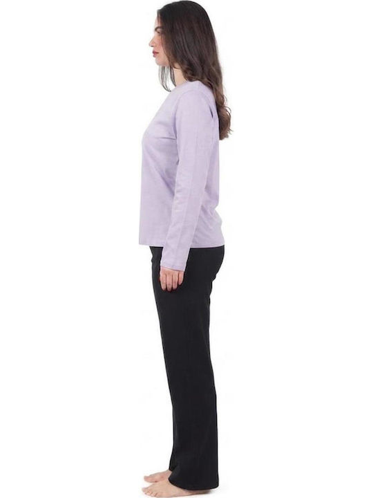 Sara Winter Women's Cotton Lilac Pyjama Set