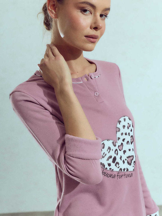 Celestino Set Pijamale Dama Inimă Violet