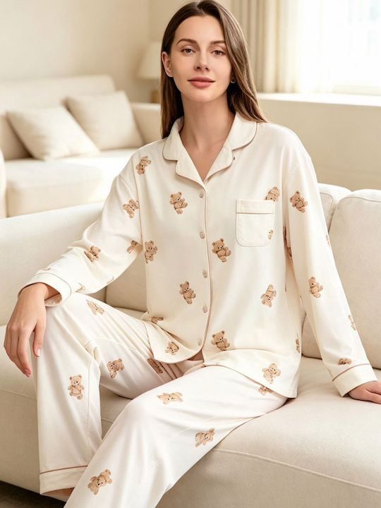 Goodnight Set De Pijamale De Vară Pentru Femei Alb