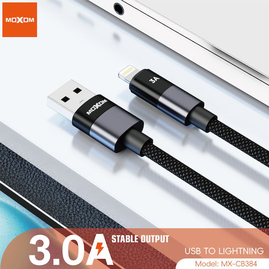 Moxom Braided USB-A to Lightning Cable Μαύρο 1m 022484-Black