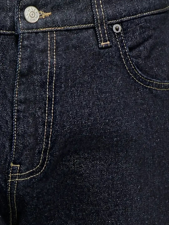 Men's Jeans Pants Regular Straight Fit Dark Blue Denim