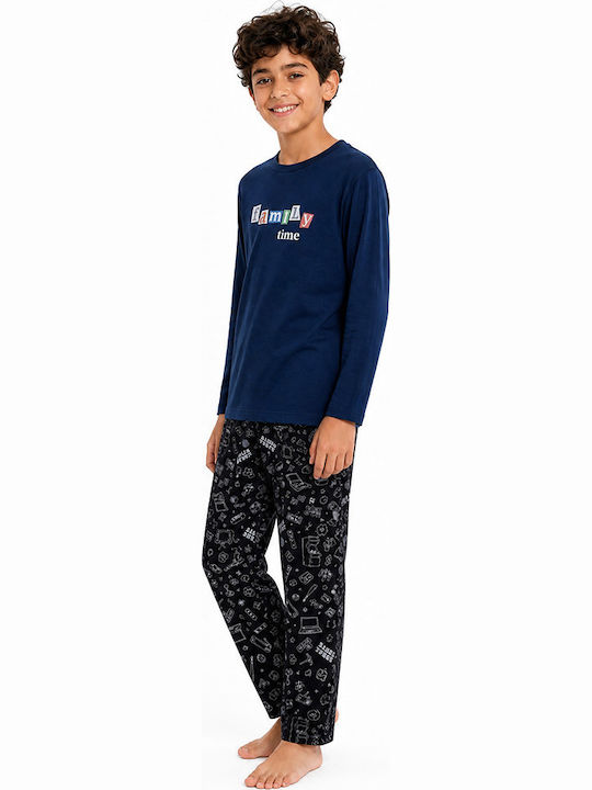 Comfort Kinder-Nachtwäsche Winter Baumwolle Blau
