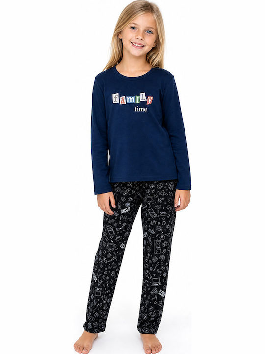 Comfort Kinder-Nachtwäsche Winter Baumwolle Blau
