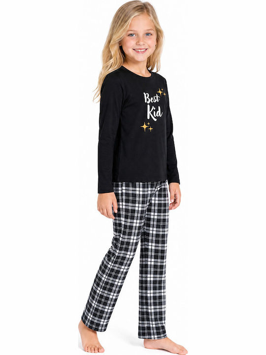 Comfort Kinder-Nachtwäsche Winter Baumwolle Schwarz