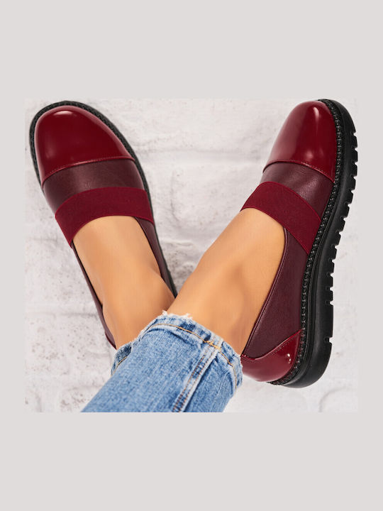 Slip-on-uri pentru femei din piele sintetică Burgundy