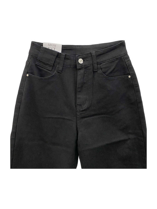 High Rise Women's Jean Pants in Mom Fit Black