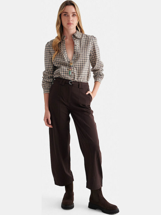 attrattivo Women's Fabric Trousers Brown attrattivo Women's Fabric Trousers Brown