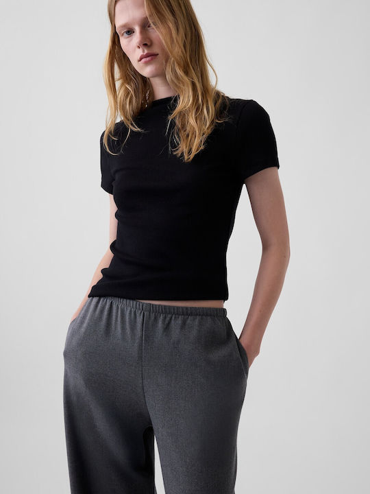 Women's Fabric Trousers with Elastic Dark Heather Grey