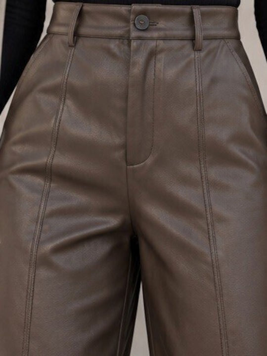 Women's High Rise Leather Pantaloons Chocolate