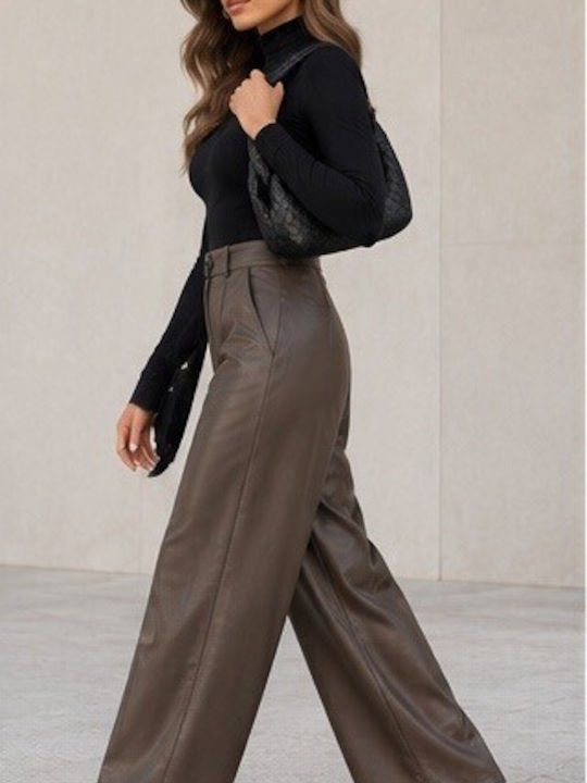 Women's High Rise Leather Pantaloons Chocolate