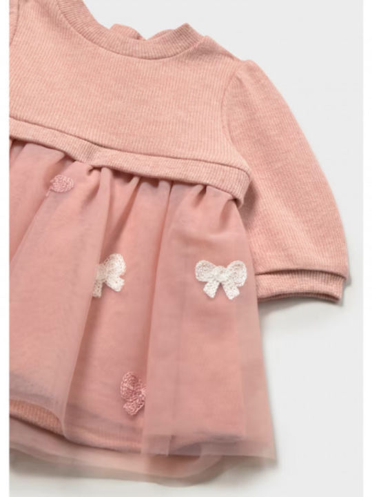 Girls Long Sleeve Tulle Dress Pink
