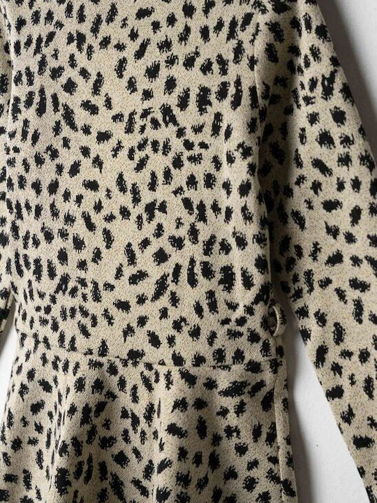 Mädchenkleid Tierdruck Beige