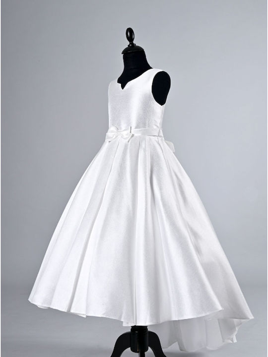 Girls Satin Dress Broken White