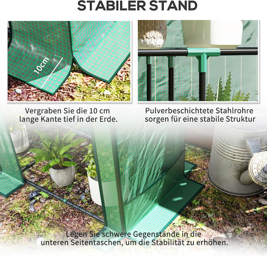 84H-241V00GN House Type Greenhouse with Shelves 1.44x0.48x1.52m