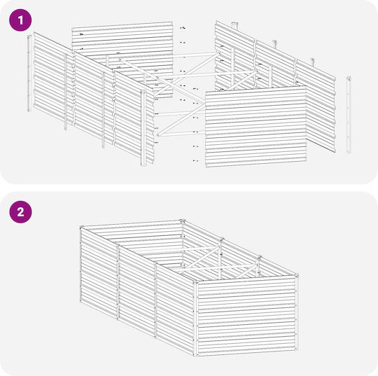 vidaXL Γλάστρα Μεταλλική Ασημί 240x80x55εκ.