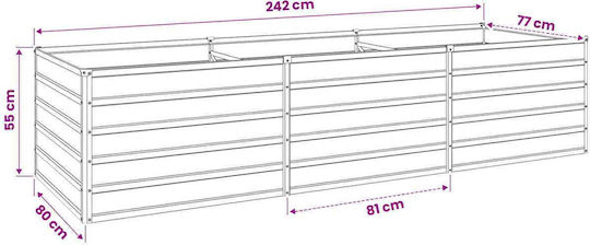vidaXL Γλάστρα Μεταλλική Ασημί 240x80x55εκ.