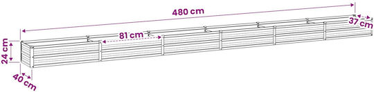 vidaXL Γλάστρα Μεταλλική Ασημί 480x40x24εκ.