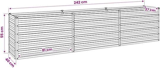 vidaXL Γλάστρα Μεταλλική Ασημί 240x40x55εκ.
