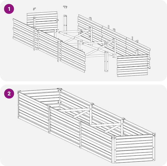 vidaXL Γλάστρα Μεταλλική Ασημί 240x40x24εκ.