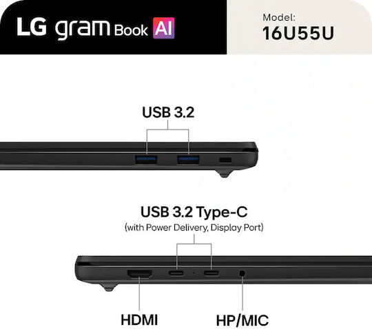 LG Gram Book Ai 16 16" IPS Touchscreen 120Hz (Ryzen AI 400 Series-AI 7 445/16GB/1TB SSD/W11 Home) (US Keyboard)