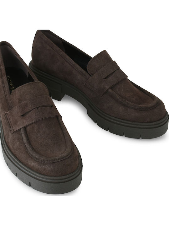 Leather Women's Loafers in Brown Color