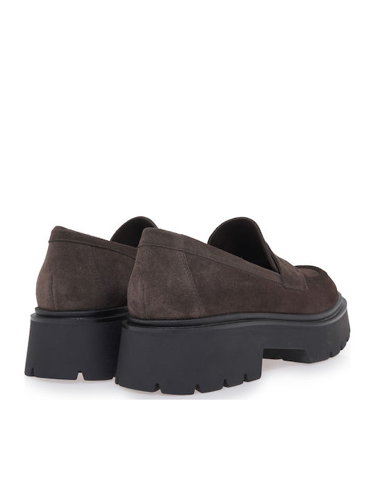 Leather Women's Loafers in Brown Colour