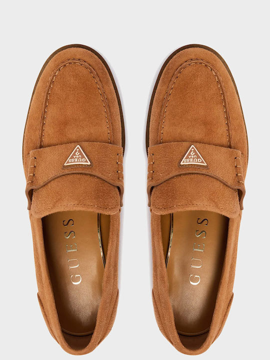 Guess Дамски кожени мокасини в оранжев цвят Guess Дамски кожени мокасини в оранжев цвят