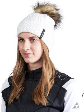 Pom Pom Beanie Damen Fleece Strickmütze in Weiß