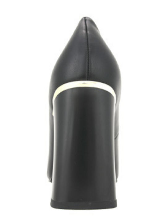 Leder Pumps mit Hohem Absatz Schwarz