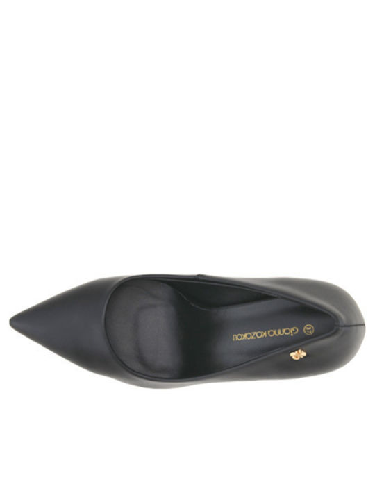 Leder Pumps mit Hohem Absatz Schwarz