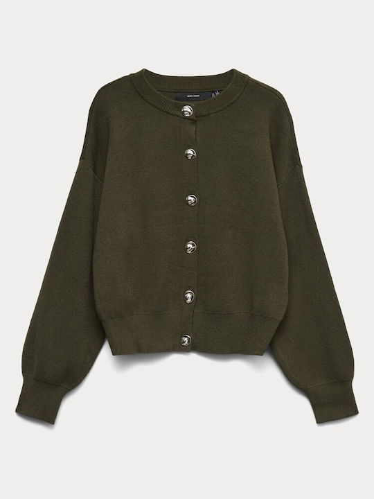Lange Gestrickte Damen Strickjacke mit Knöpfen Forest Night