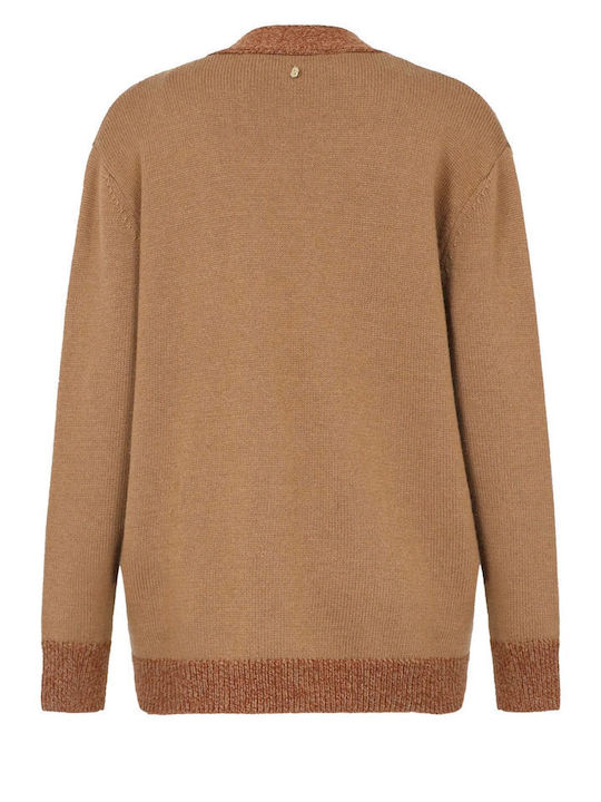 Women's Knitted Brown-Tan Cardigan