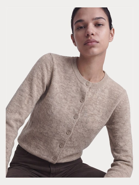 Lange Gestrickte Damen Strickjacke Mit Knöpfen Humus