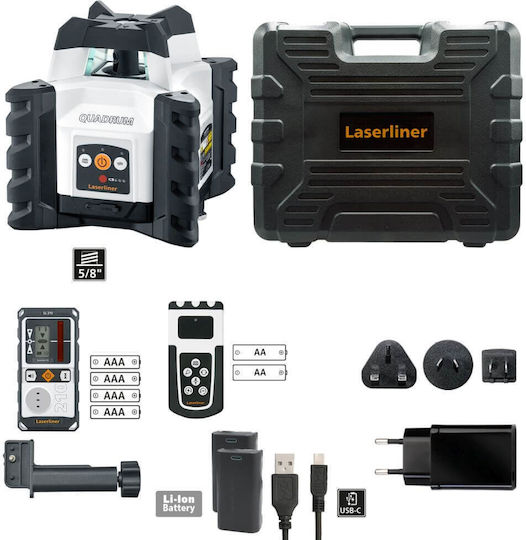 Laserliner Quadrum Compact 210S Περιστροφικό Αλφάδι Laser Κόκκινης Δέσμης 7.4V με Εύρος Εργασίας 40m
