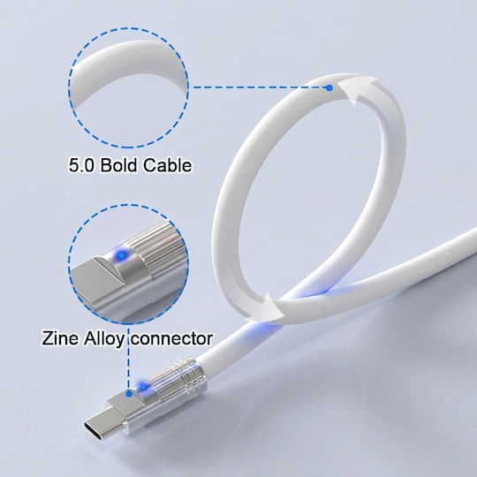 Leewello USB 2.0 Cable USB-C male - USB-C 100W Λευκό 2m