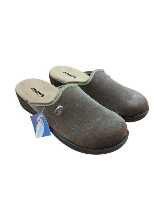 Leather Women's Winter Slippers Brown