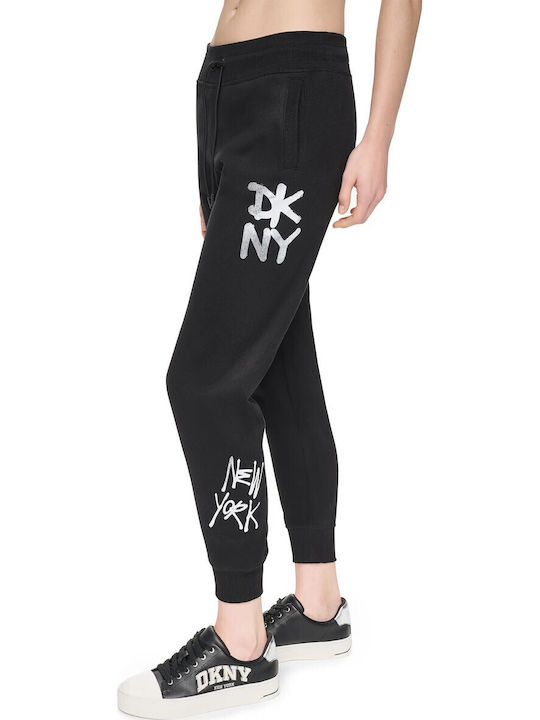 Παντελόνι Φόρμας με Λάστιχο Fleece Μαύρο