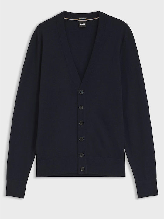 Men's Knitted Cardigan with Buttons Dark Blue